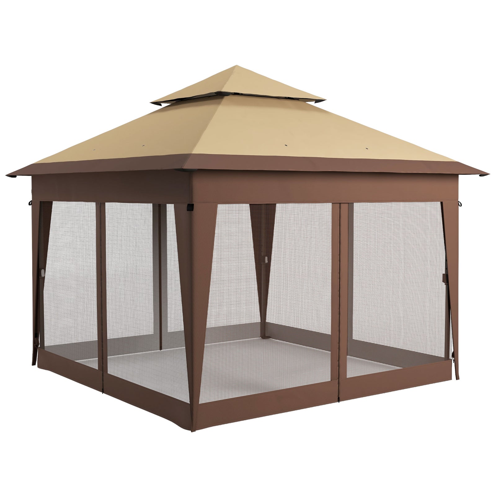 3 X 3(m) Pop Up Gazebo, Instant Shelter With Netting | Khaki