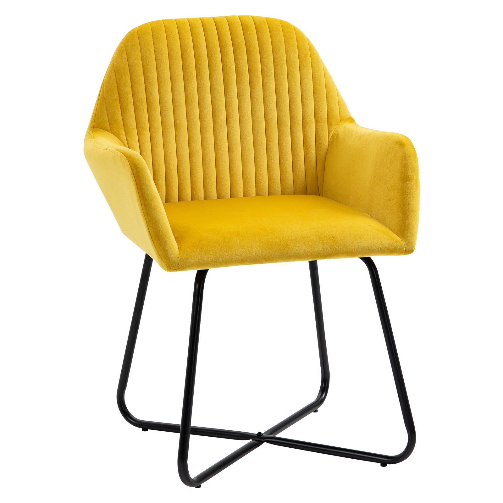 Accent Chair Velvet-feel Upholstered Lounge Armchair | One Size | Yellow