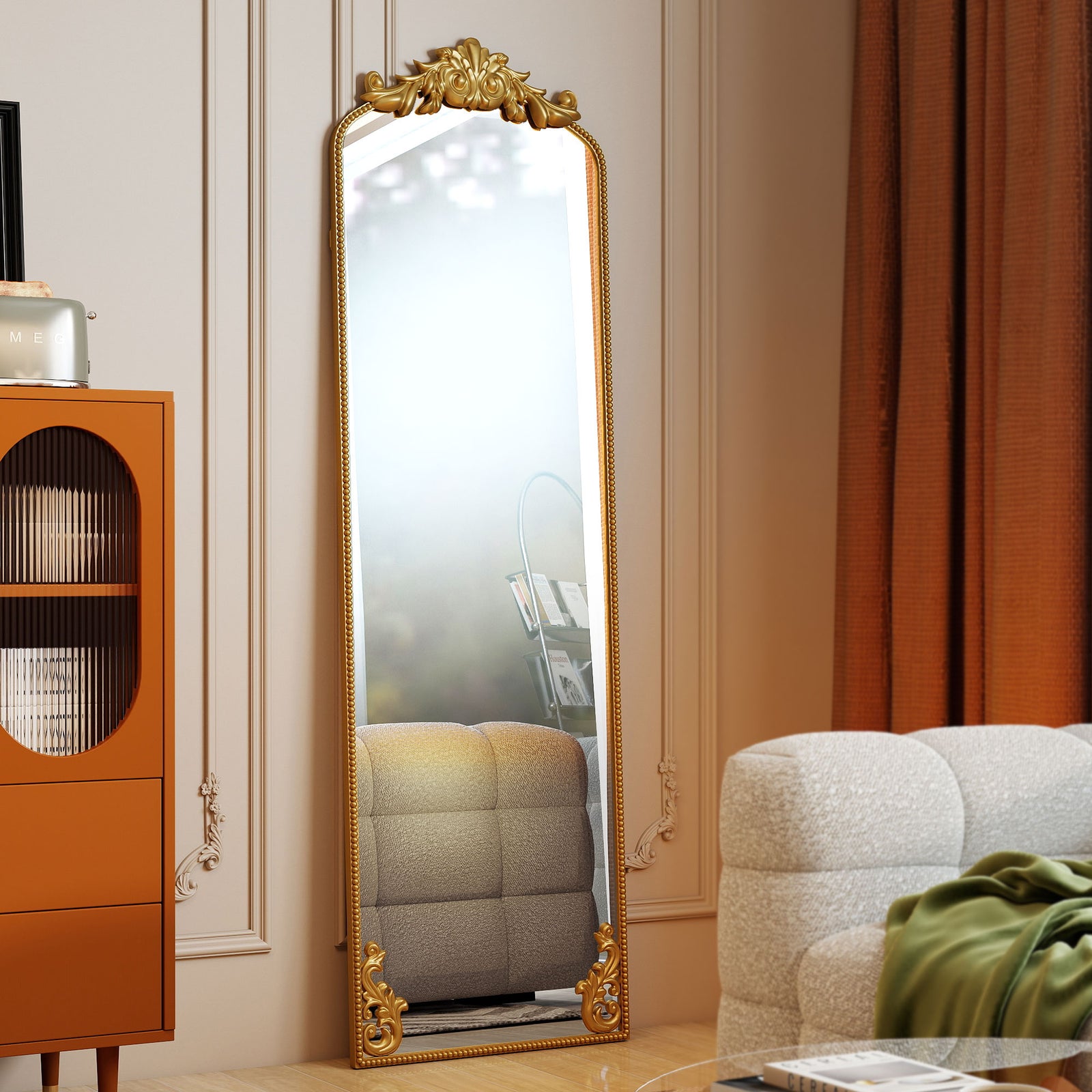 HOMCOM 50 X 160 Cm Full Length Mirror With Metal Frame, Gold Tone