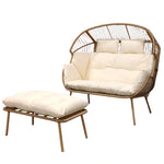 Cocona 2 Seat Standing Egg Chair And Stool | One Size | Cream