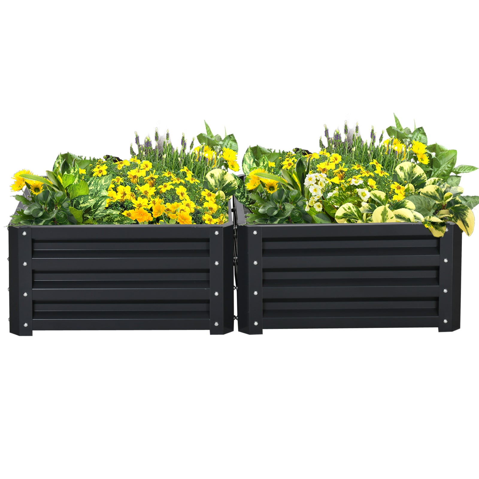 Set Of 2 Galvanized Raised Garden Bed | Gray