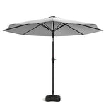 3m Solar Led Patio Umbrella, Outdoor Parasol With 16 Led Tubes, Crank Lift & Push Button Tilt With Fillable Base | One Size | Light Grey