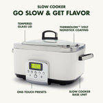 Elite 8-in-1 6l Slowcooker With Pfas-free Ceramic Non-stick Coating | Cream