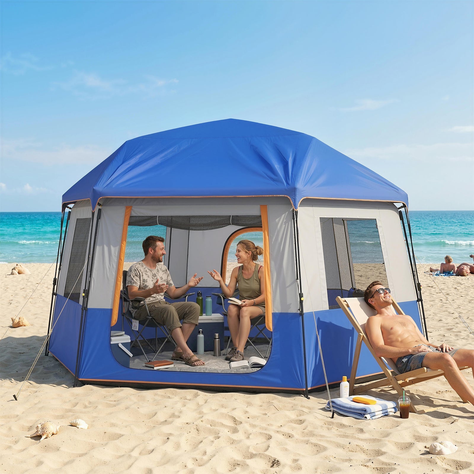 Camping Tent 3000mm Waterproof 4-6  Person | Blue