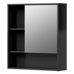 Bathroom Mirror Cabinet Wall Mounted Storage Cupboard Black Open Shelf | Black