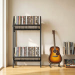 HOMCOM 50 Cd Storage Rack, 2-tier Metal Display Rack For Cds, Dvds, Black