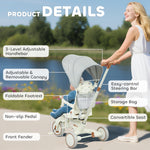 5 In 1 Foldable Kids Trike, Toddler Tricycle For 1-3 Years | Cream