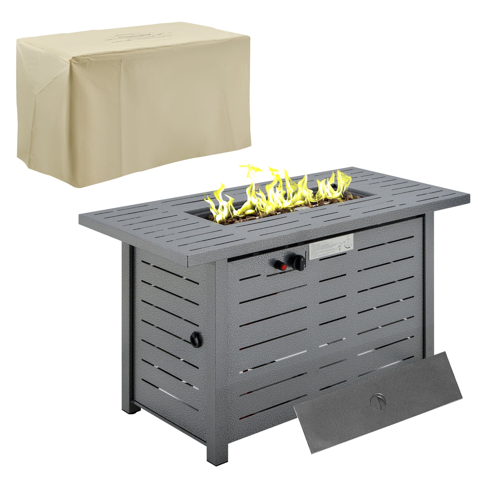 Propane Fire Pit Table 50000 Btu W/ Cover & Lava Rocks