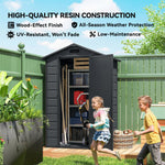 4 X 3 Ft Plastic Small Garden Shed With Lockable Door | Dark Grey