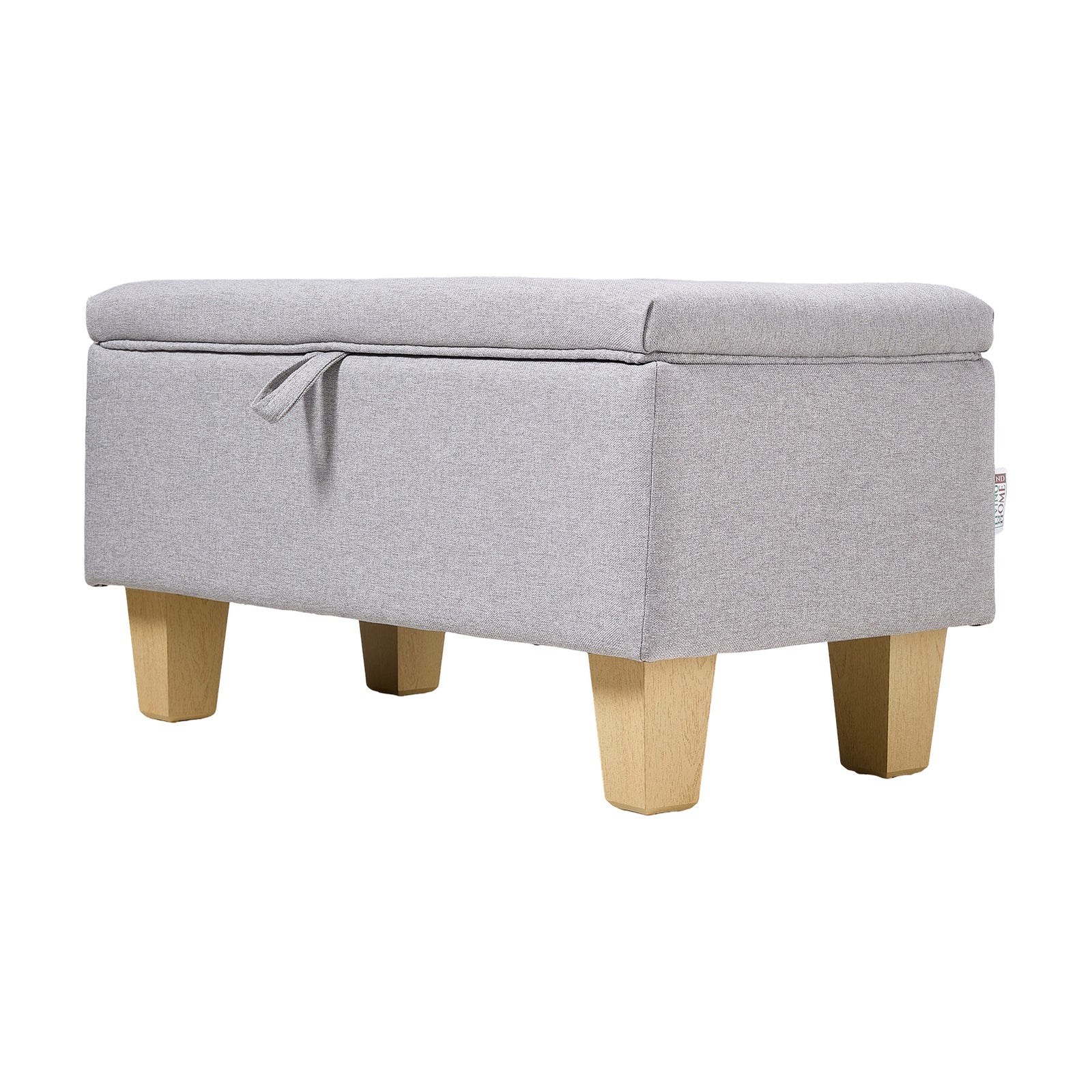 Modern Linen Upholstered Storage Bench | Grey
