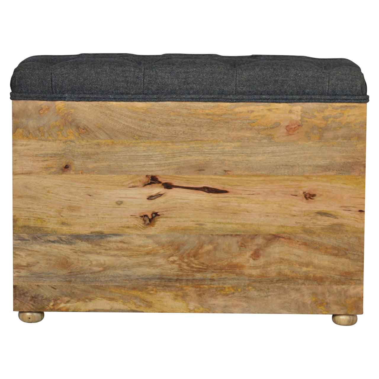 Solid Wood Black Tweed 1 Drawer Bench