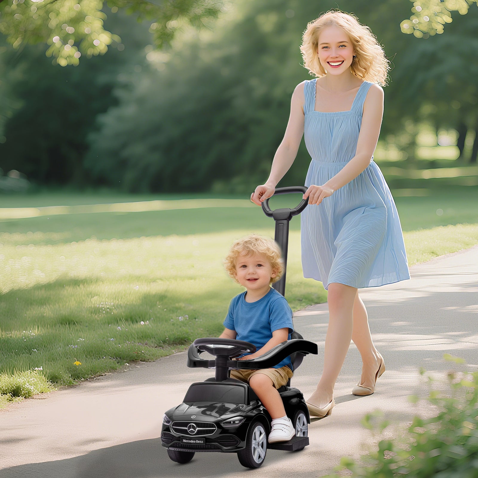 AIYAPLAY 2 In 1 Baby Ride On Push Car Mercedes-benz C-class Licensed