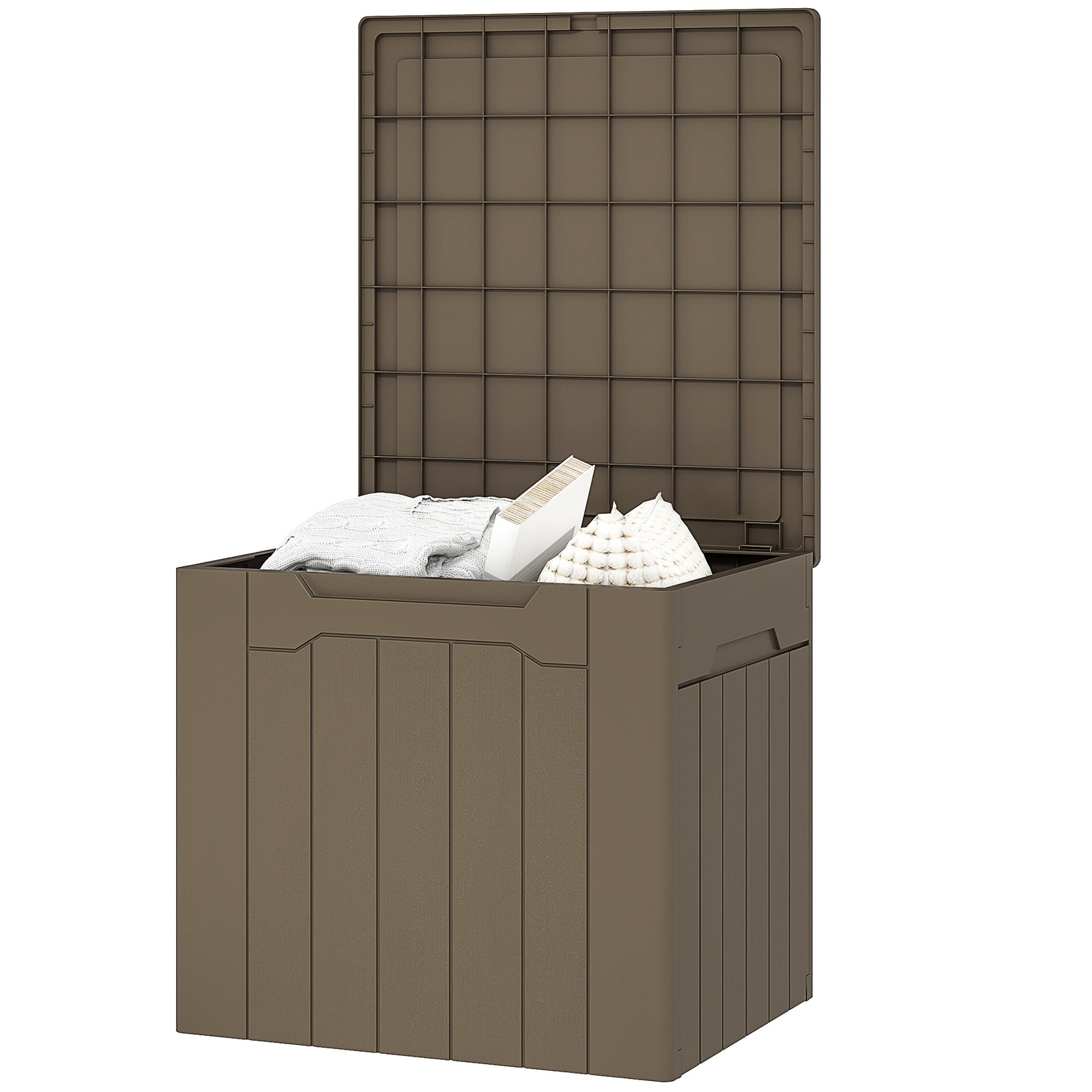 107 L Plastic Storage Chest With Lock Hole And Handles | One Size | Dark Brown