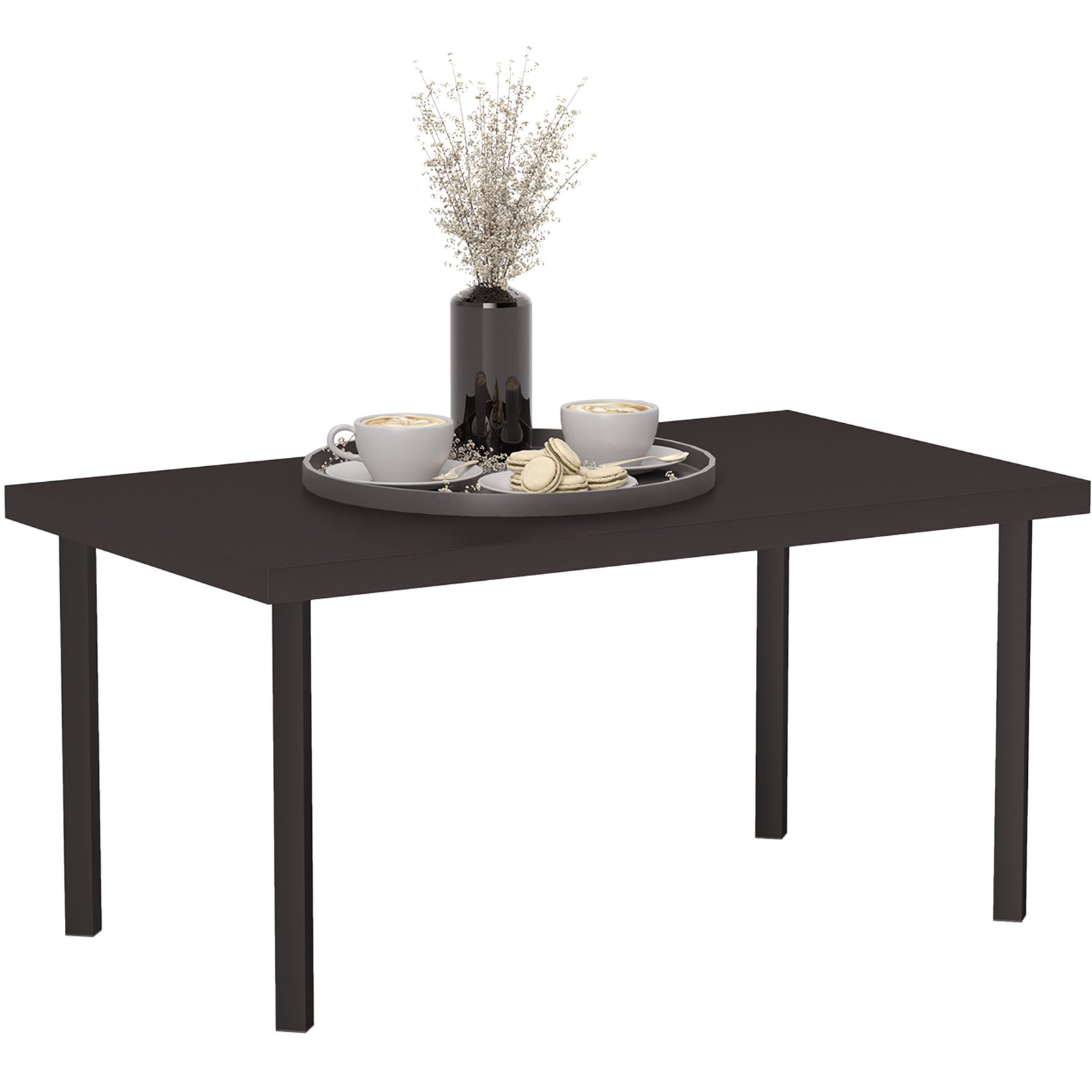 Brown Metal Garden Table, Woodgrain