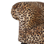 Solid Wood Leopard Print Velvet Bench