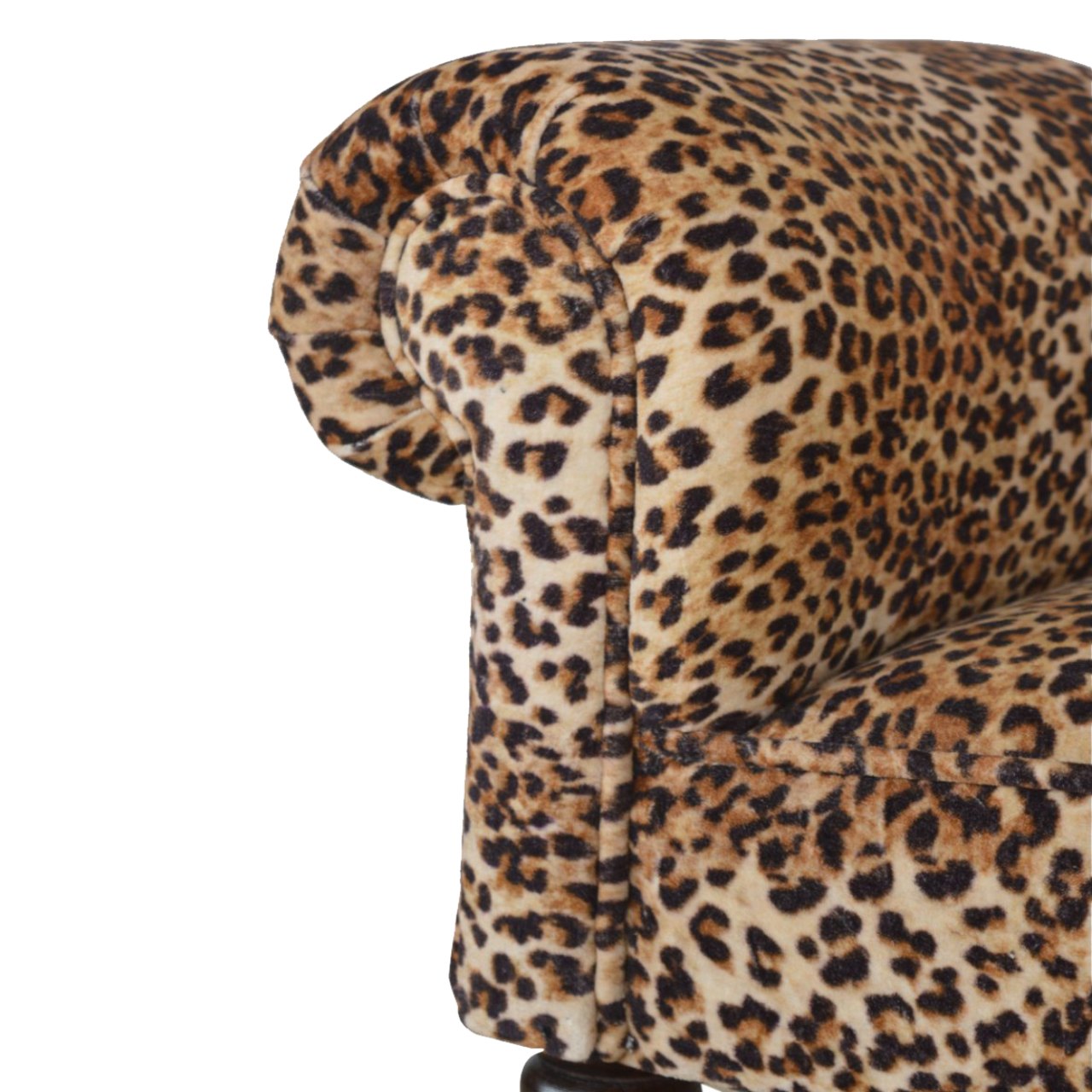 Solid Wood Leopard Print Velvet Bench