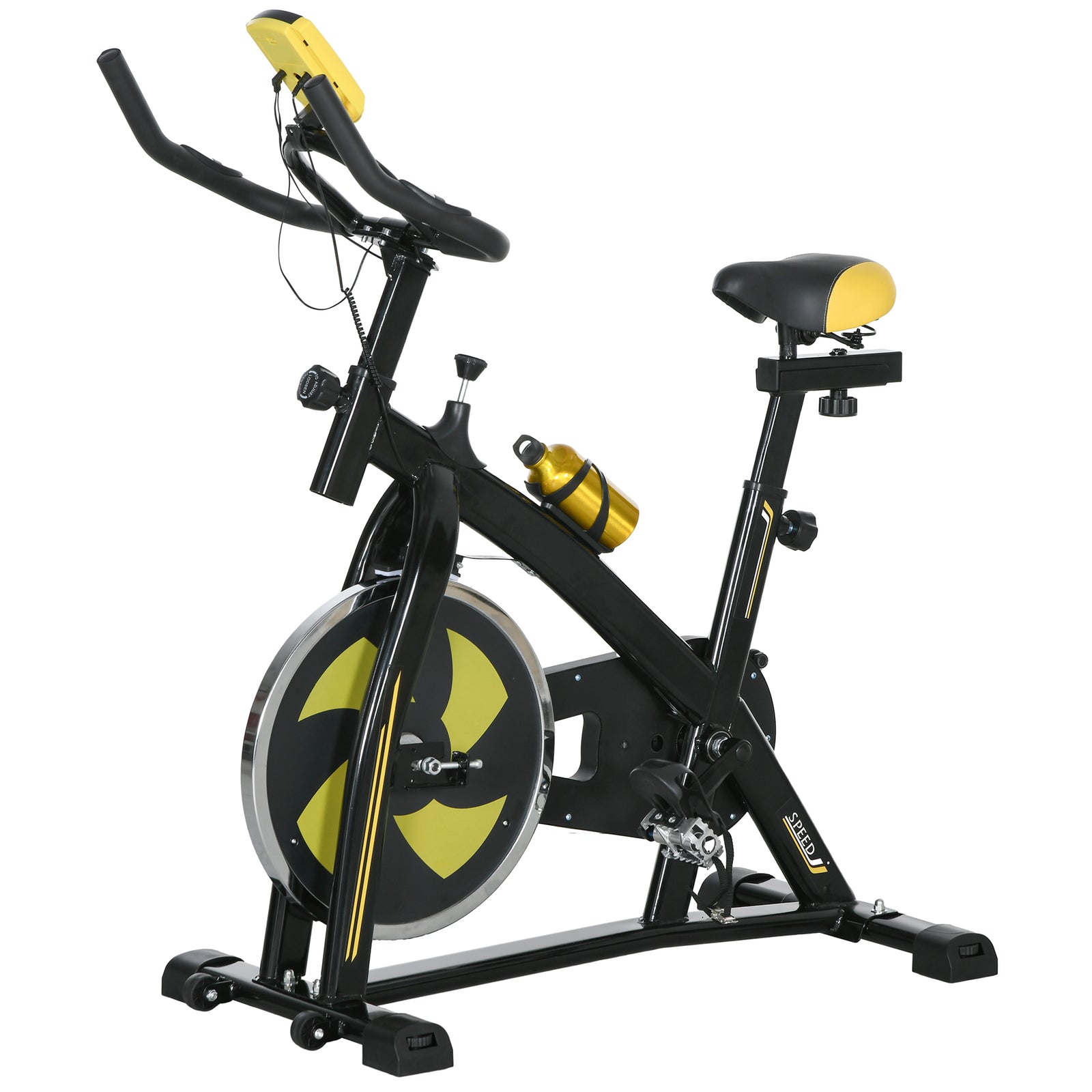 Sportnow Indoor Exercise Bike Stationary Bike Home Workout | Yellow