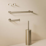 Bathroom Accessory Set Silver 5 Pcs Hooks Rail Toilet Brush& Paper Holder