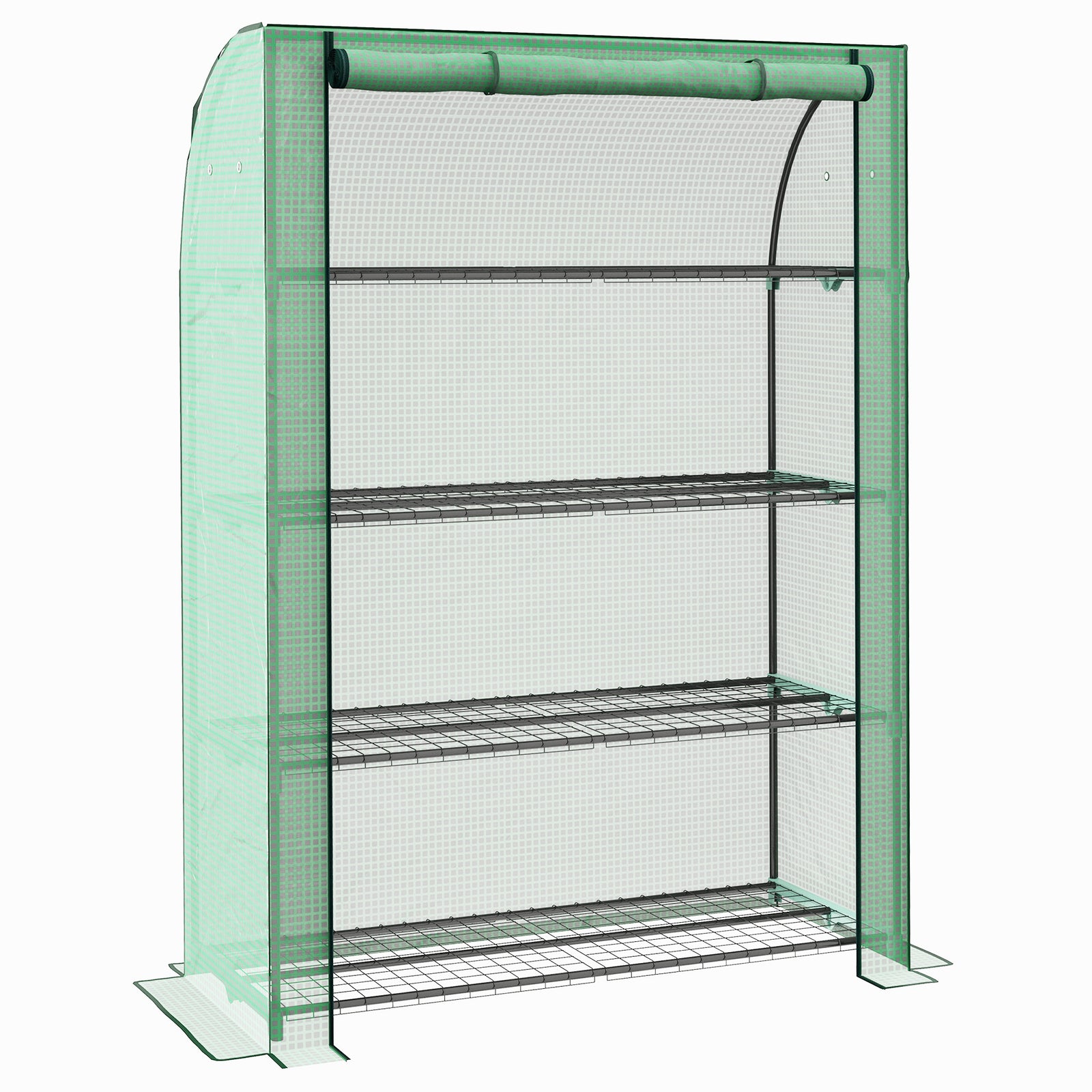 4-tier Mini Greenhouse W/ Roll-up Door 170x120cm