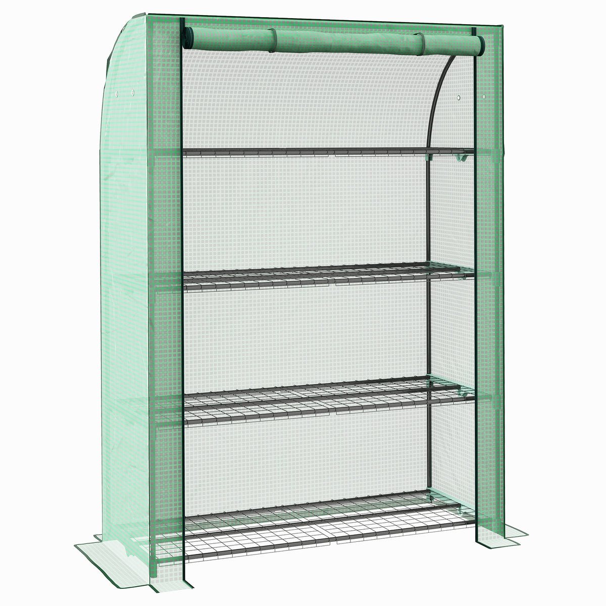 4-tier Mini Greenhouse W/ Roll-up Door 170x120cm