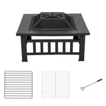 Heavy Duty Outdoor Fire Pit With Mesh Spark Screen And Grill Grate