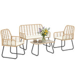 Rattan Garden Furniture Set, 4 Piece Outdoor Patio Furniture | Brown