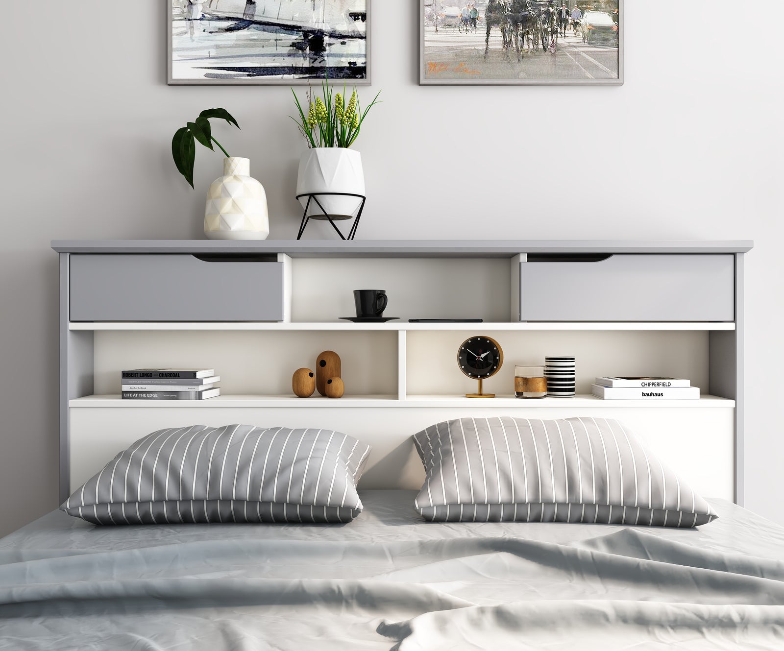 Fabio Wooden Storage Bed With 1 Drawer | King | Grey