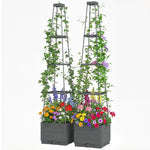 Outsunny 2 Pack Raised Garden Bed With Trellis And Removable Drainage Tray