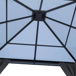 3x3m Hardtop Patio Gazebo With Curtains Metal Frame Outdoor Canopy Shelter 2.6m Height