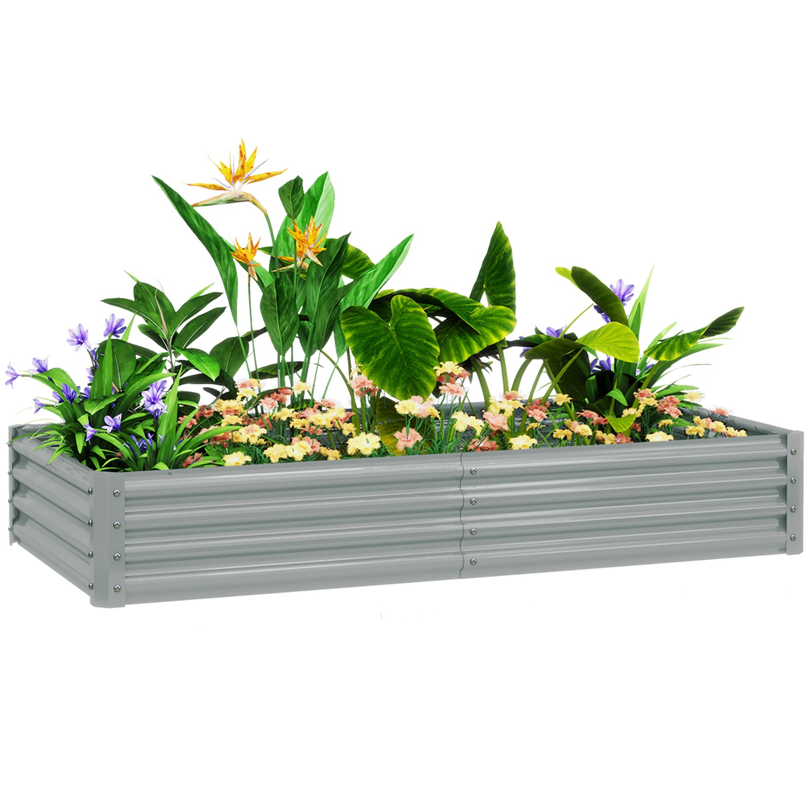 Galvanised Raised Garden Bed, 180x90x30cm | Silver