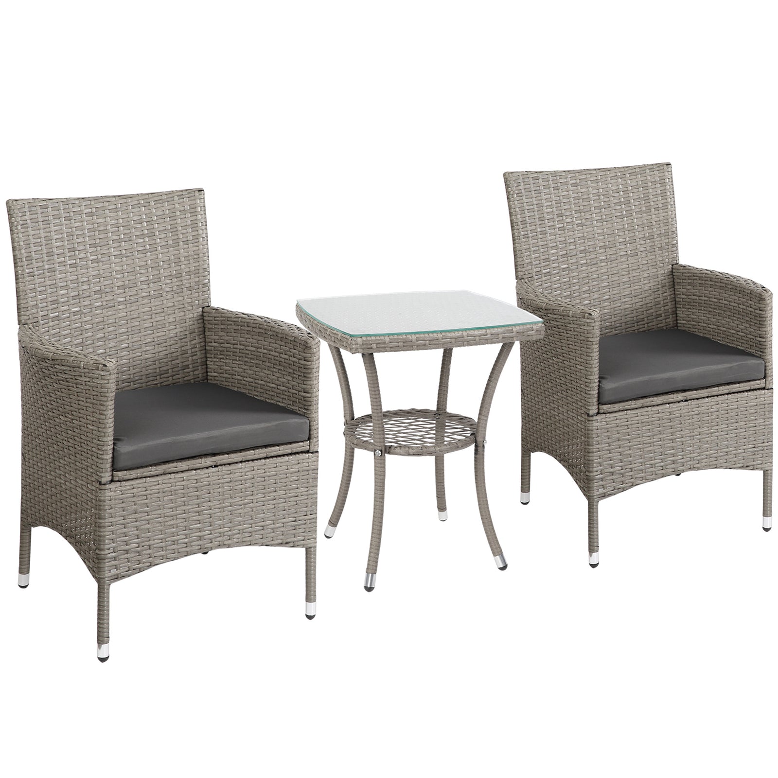 Rattan Bistro Set Garden Chair Table Patio Outdoor | Light Slate Gray