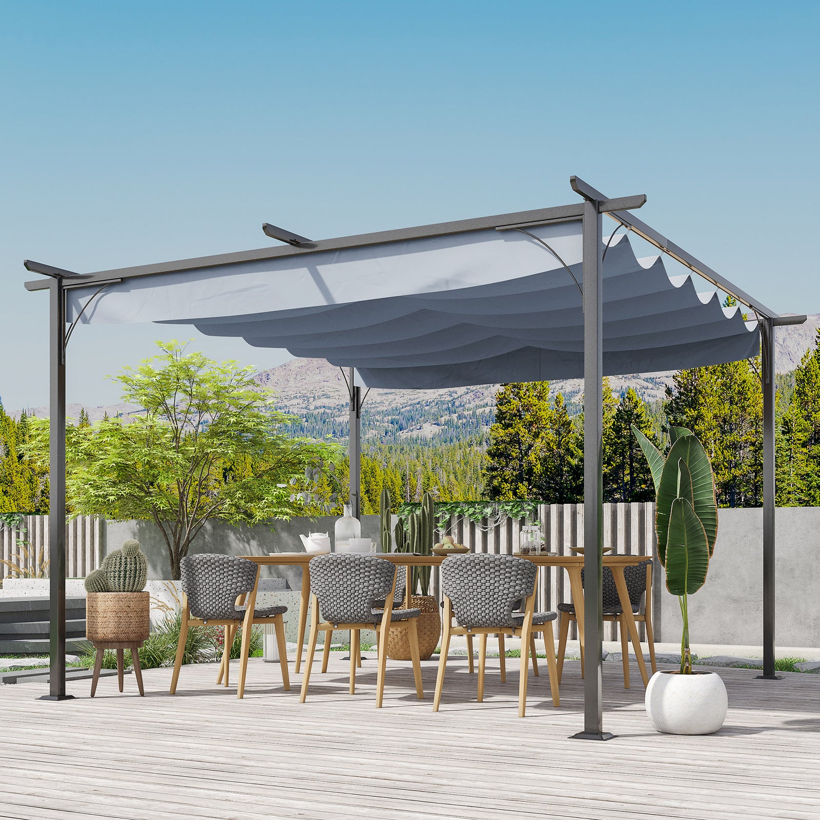 3.5x3.5m Pergola Metal Gazebo Backyard Porch Awning Canopy