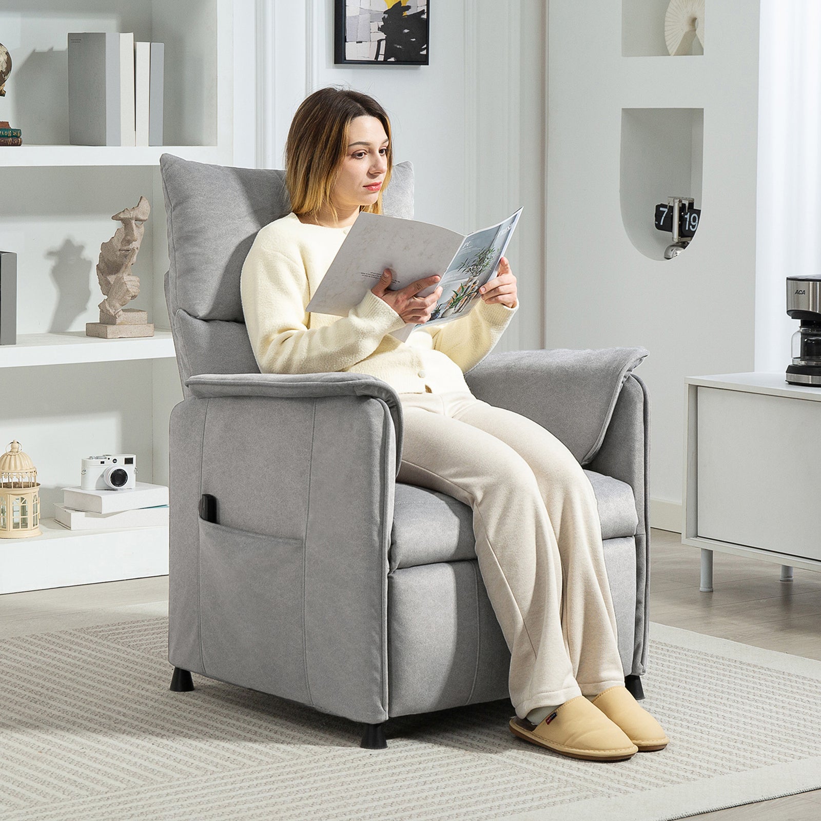 Electric Reclining Chair W/ Remote, Power Recliner For Elderly | Grey