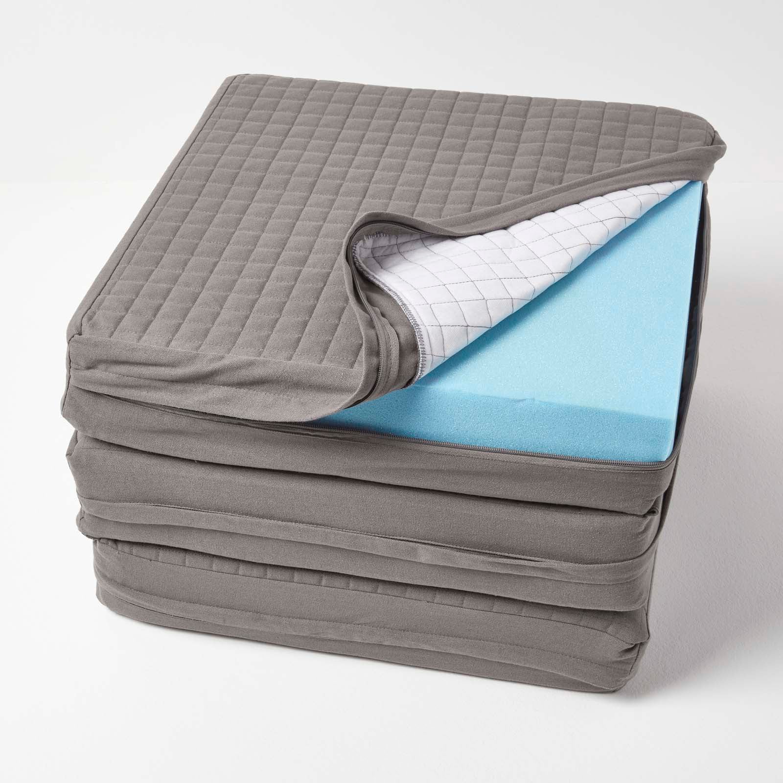Quilted Cotton 3 Seater Orthopaedic Booster Cushion Cover | 50cm x 150cm | Grey