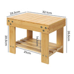 Bamboo Stool Footrest Bathroom 2-tier Shower Stool Bench Shoe Rack Seat | Natural