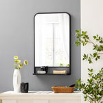 Rectangle Wall Mirror With Shelf 70 X 50/86 X 53cm | Large | Black