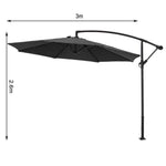 3m Cantilever Garden Parasol With Crank Handle | One Size | Black