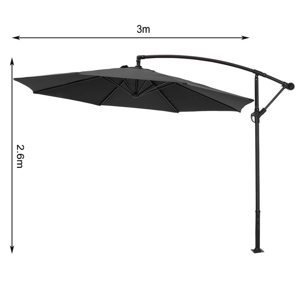 3m Cantilever Garden Parasol With Crank Handle | One Size | Black