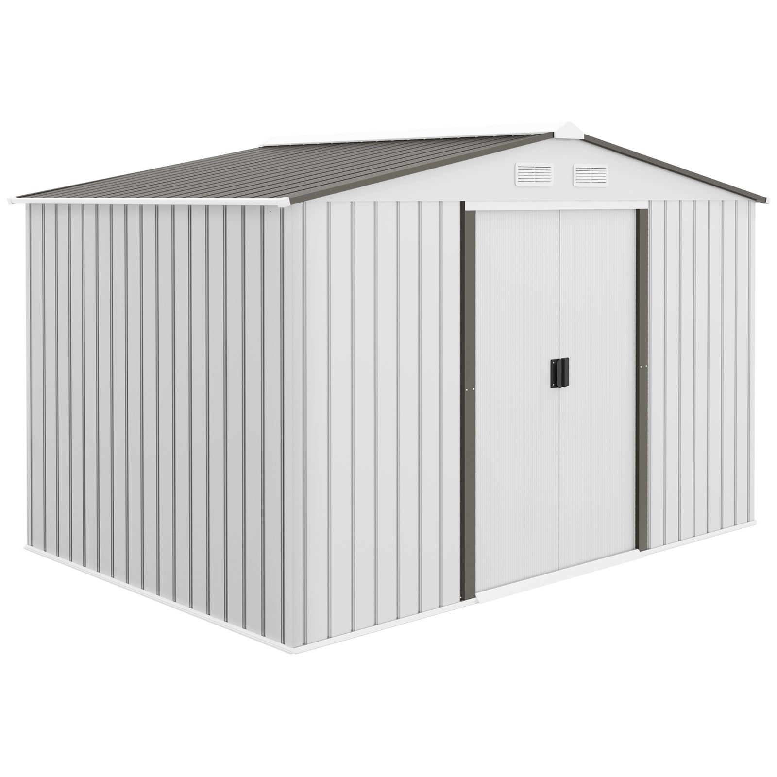 Garden Shed Storage Unit With Locking Door Floor Foundation | Medium | Silver