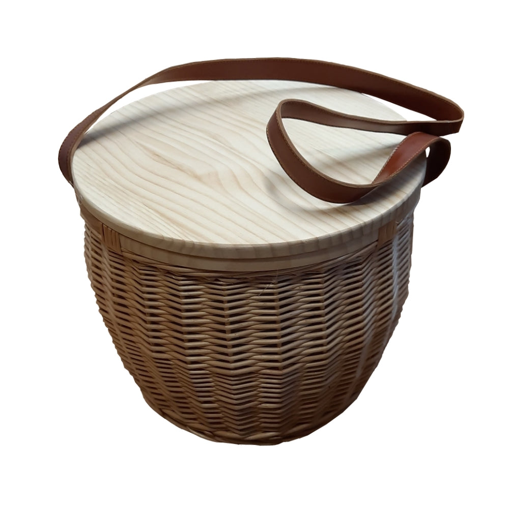 Round Insulated Picnic Basket With Chopping Board Lid