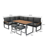 Aluminium Corner Sofa Set With Rattan Storage Box | Brown