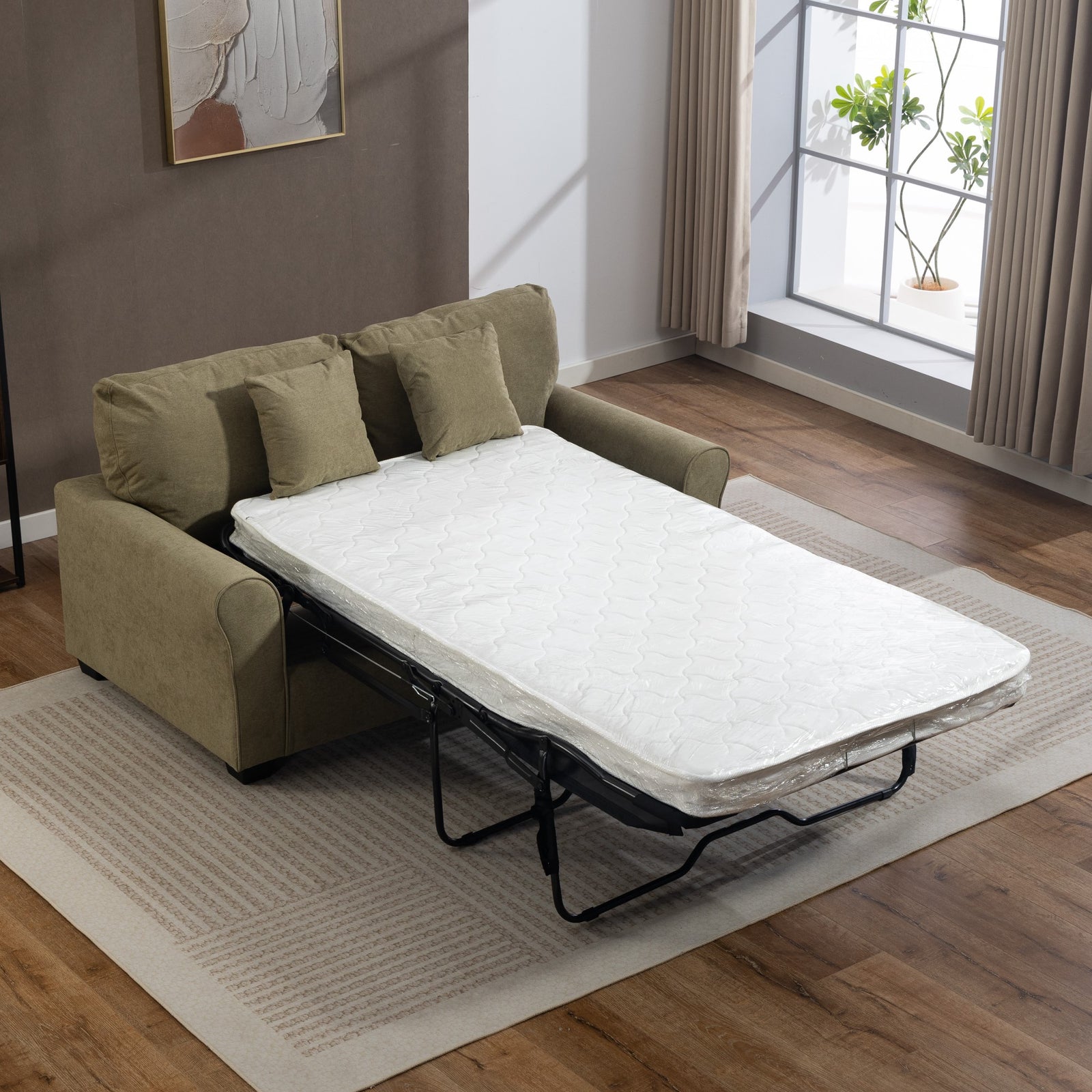 Lewiston Fabric Pull Out Sofabed | Sage Green
