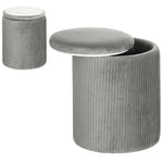 Round Storage Ottoman With Removable Top | Grey