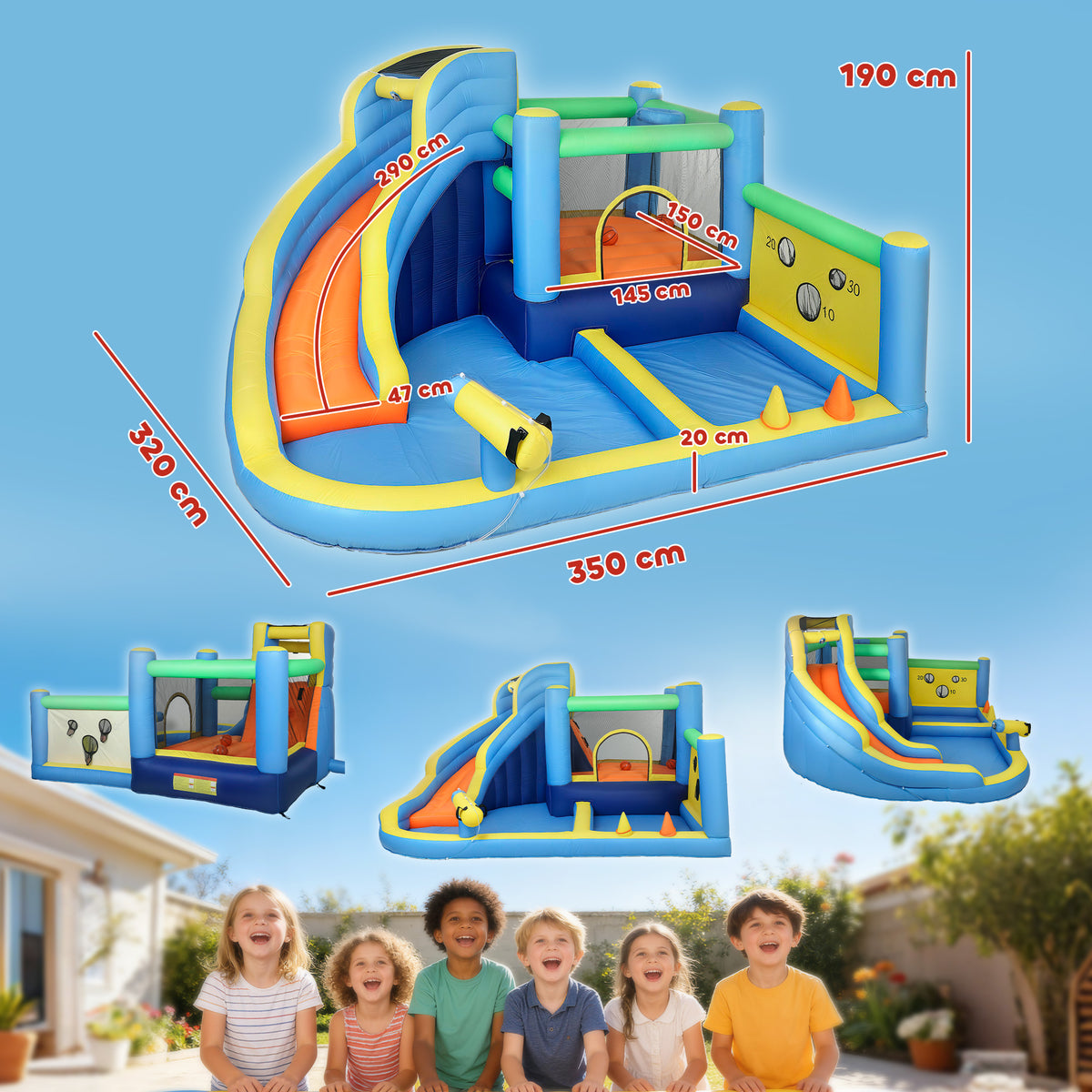 AIYAPLAY 8 In 1 Bouncy Castle For Kids, Inflatable Bounce House With Slide