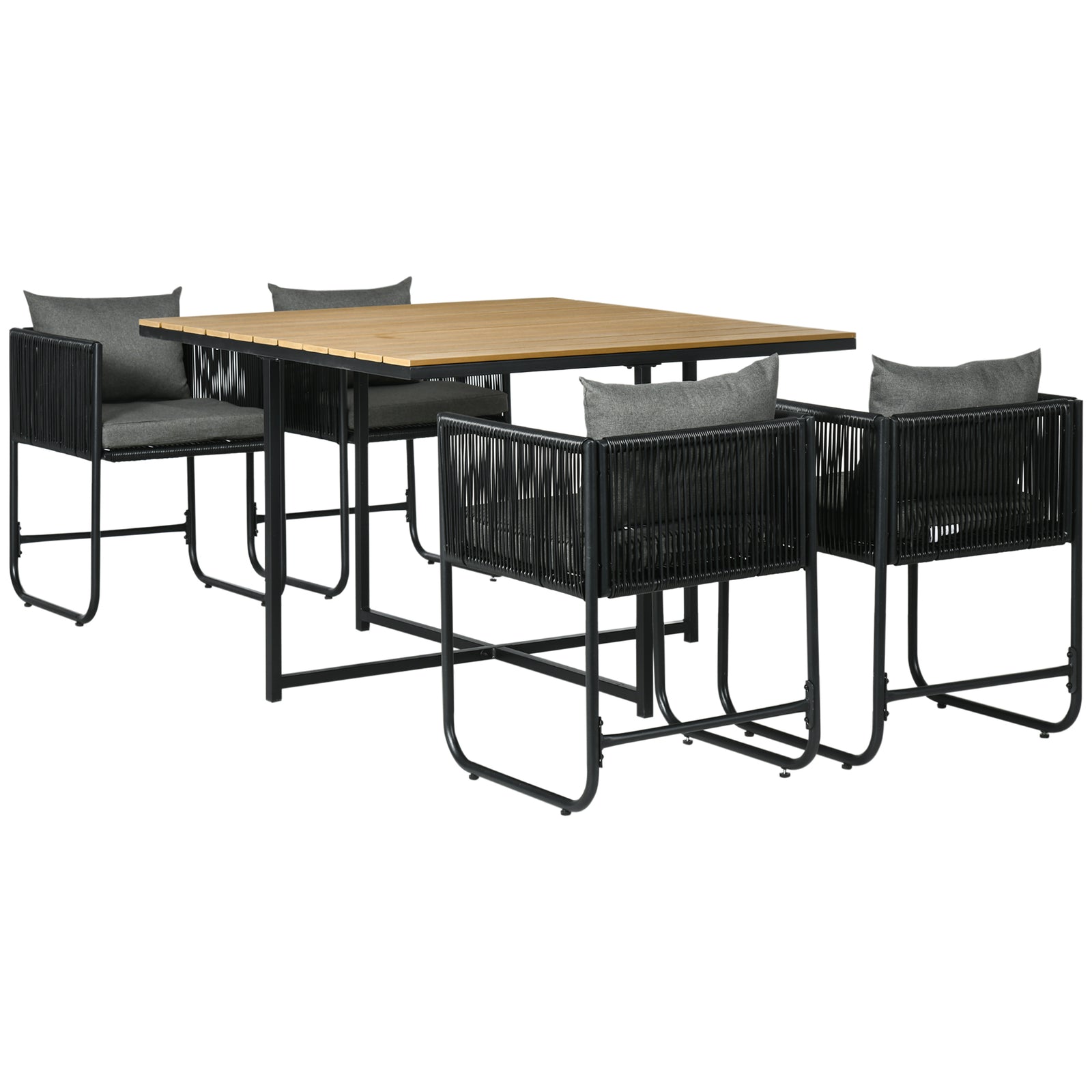 5-pc Rattan Dining Set Cube Space-saving