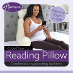 Luxurious Xl Reading Pillow Detachable Headrest, Soft Ribbed Faux Fur, Memory Foam Cuddle Cuddle Cushion Backrest | XL | Cream