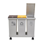 36l/60l 3-compartment Trash Can With Lids And Wheels Dry And Wet Waste Separation Rolling Kitchen Recycling Bin | Small