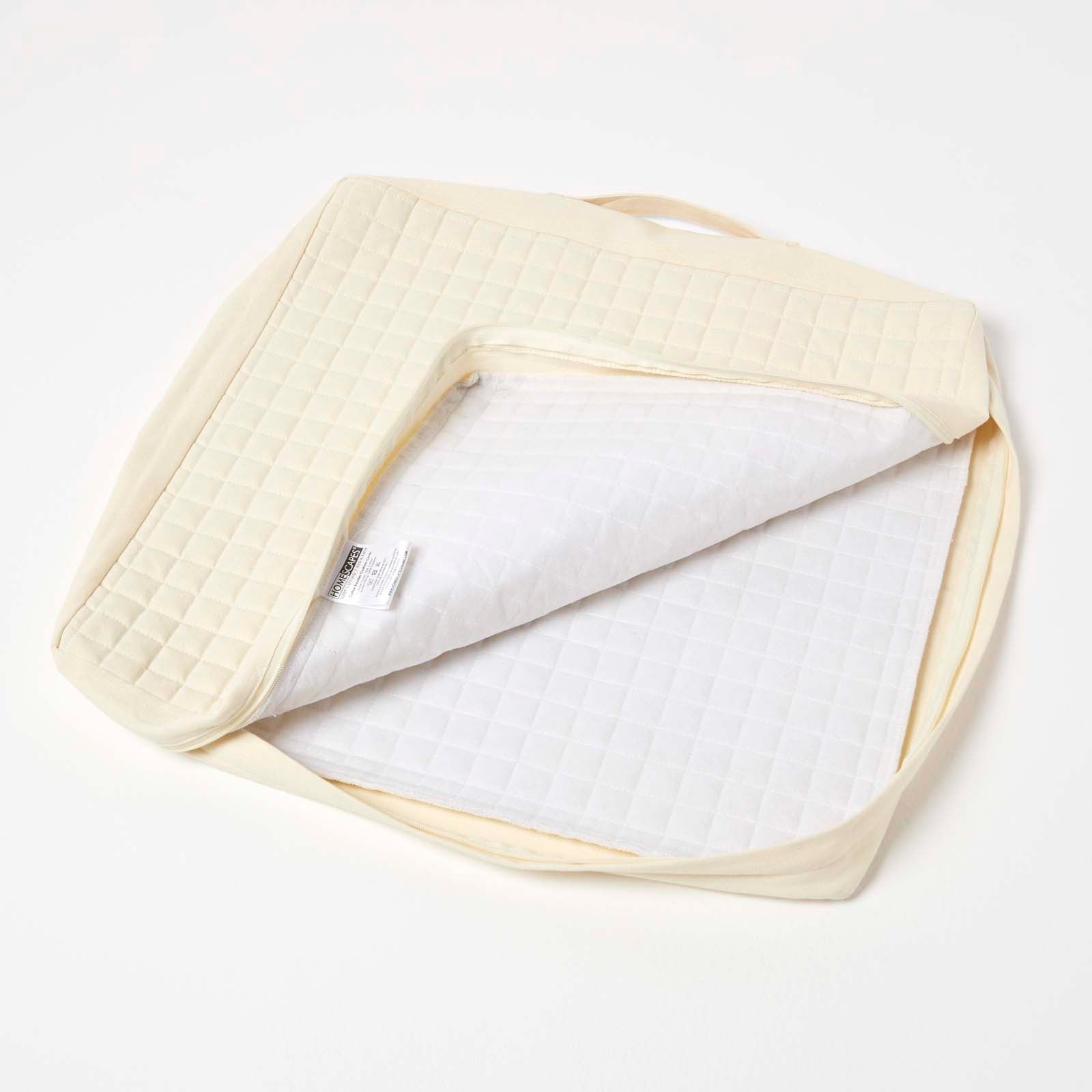 Quilted Cotton Armchair Booster Cushion Cover | 50cm x 50cm | Cream