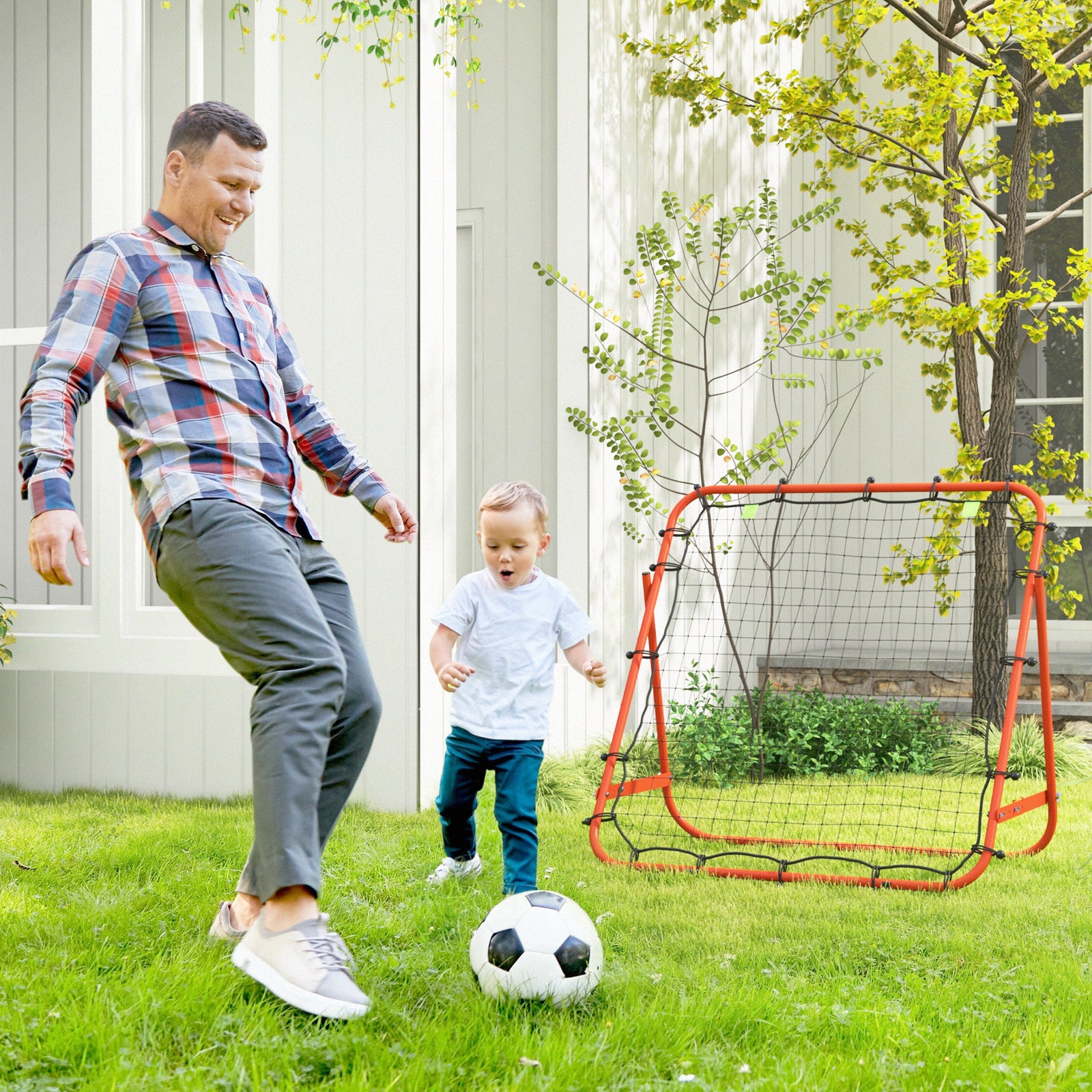 Rebounder Net Practise Football Kickback Target Goal | Red