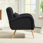 Teddy Fleece Upholstered Accent Chair With Metal Legs | Black